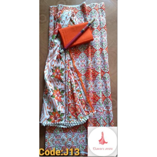 Cotton embroidery salwar kameez orna