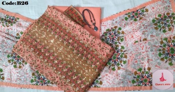 Cotton Boutique Print Embroidery Salwar Kameez Orna - Image 3